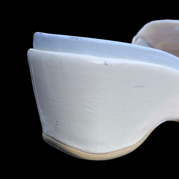 Prada Women's Ivory Patent Leather Canvas Platform Slides Sandals, 35 / 4.5 - Picture 12 of 16